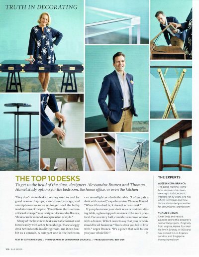 Elle Decor: Top 10 Desks include Yorke by Barry Goralnick