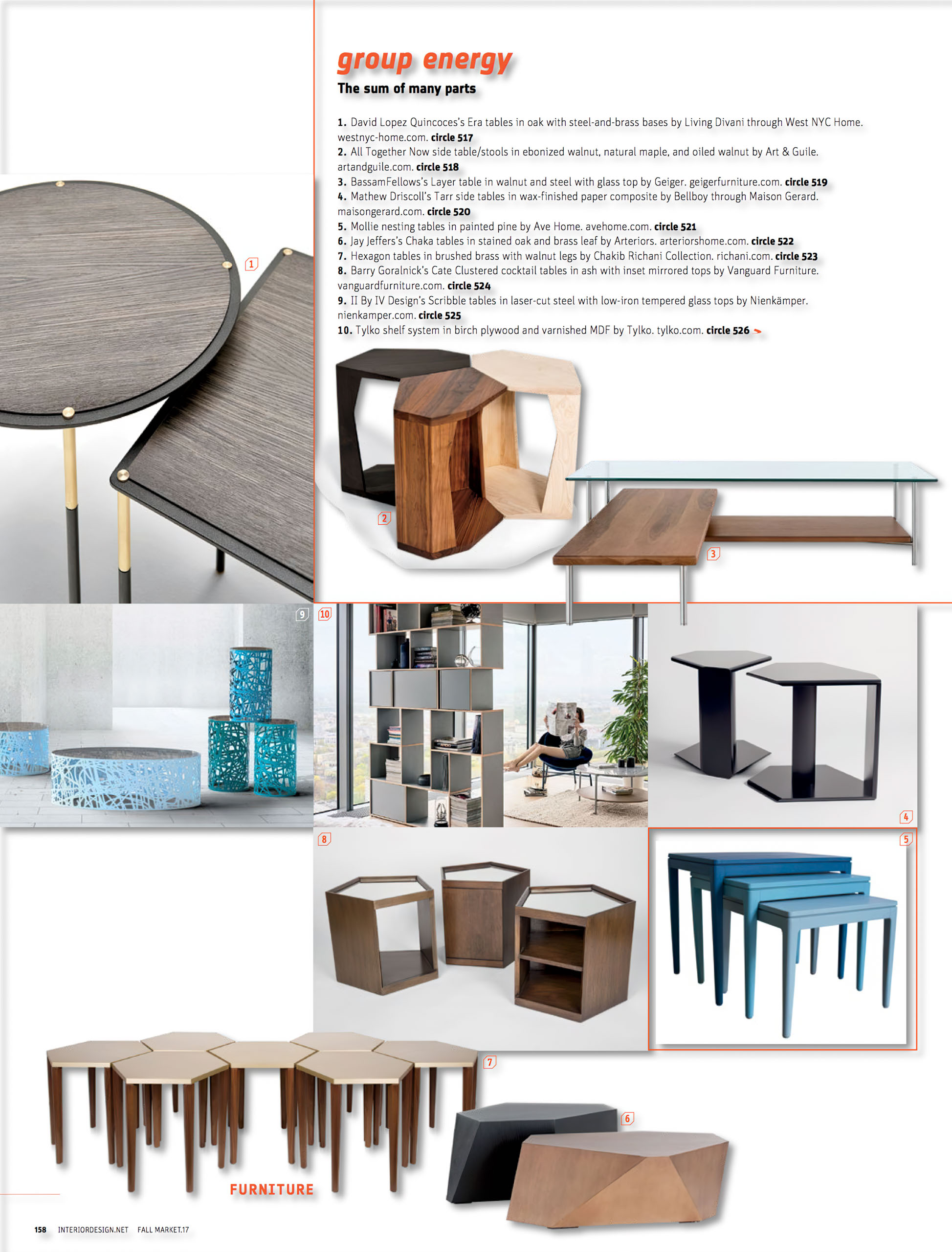 Interior Design magazine features Barry Goralnick's Cate Tables
