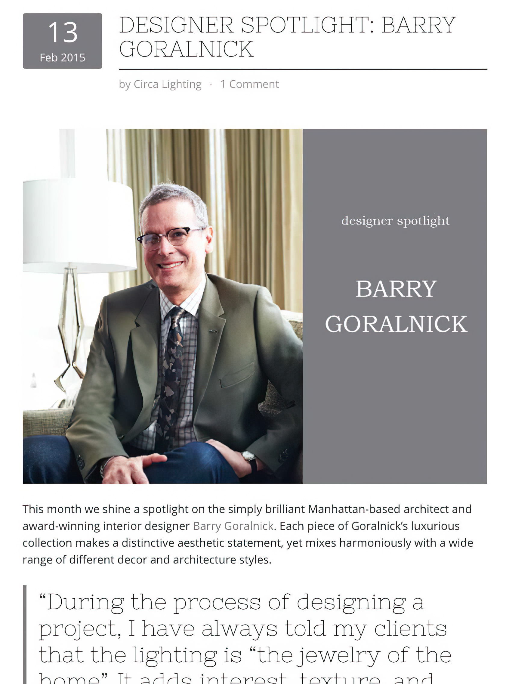 Circa Lighting profiles Barry Goralnick