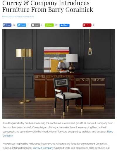 ASPIRE Introduces Goralnick Furniture for Currey