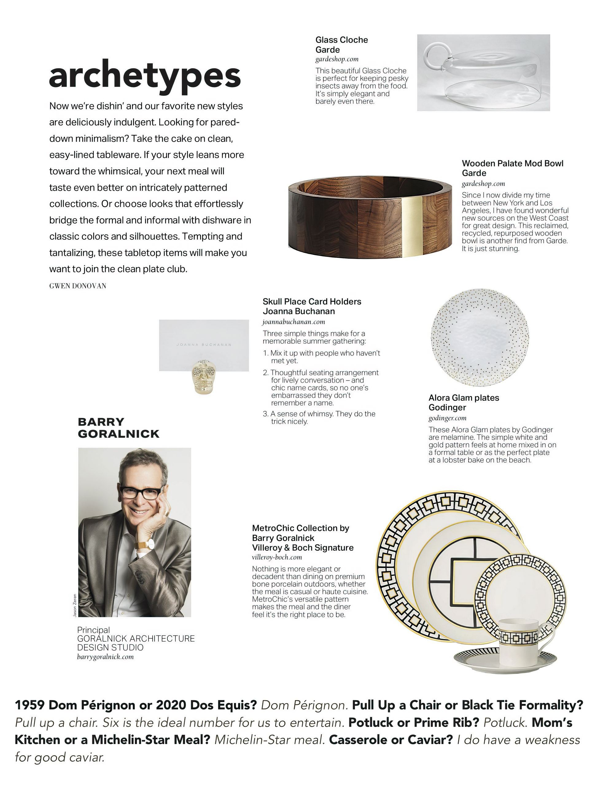 Goralnick tableware recommendations are featured in the summer