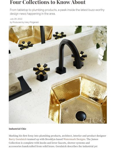 Goralnick’s New Plumbing Collection for Watermark