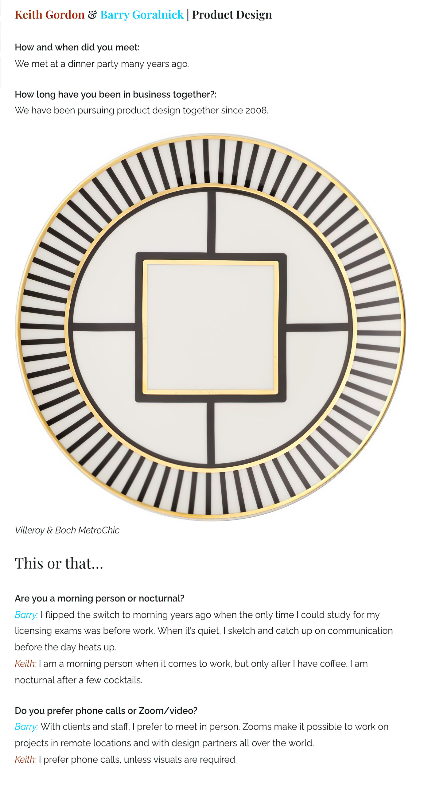 Design Duo: Barry Goralnick & Keith Gordon