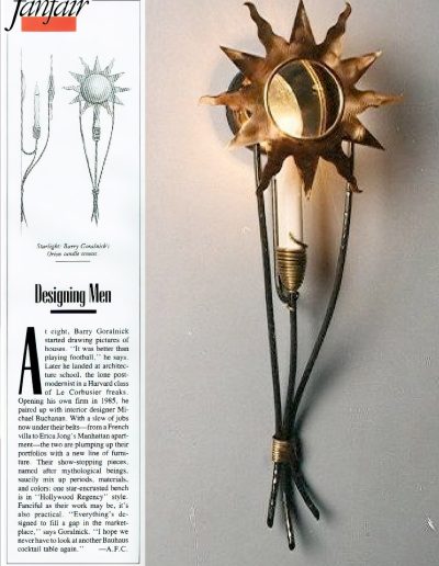 Vanity Fair features Goralnick Buchanan Orion Sconce